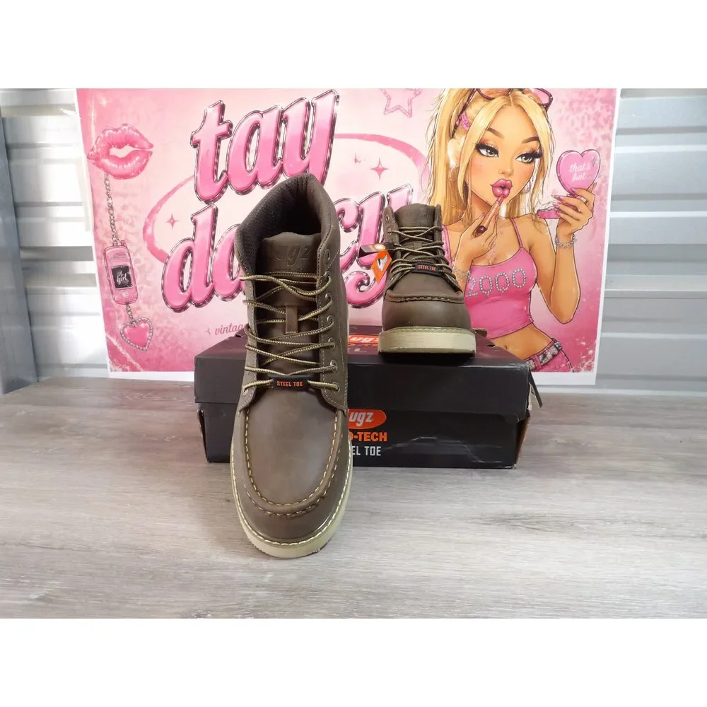 Lugz Men's Monterey Steel Toe Boots – Walnut (Size US 9.5)